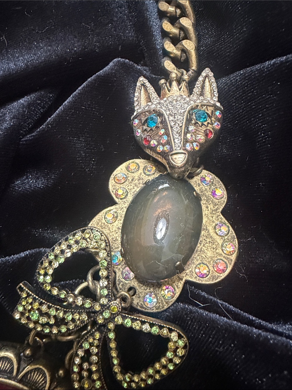 Vintage Betsey Johnson Princesses Owl, Mouse, and Fox Statement Necklace - Picture 4 of 5